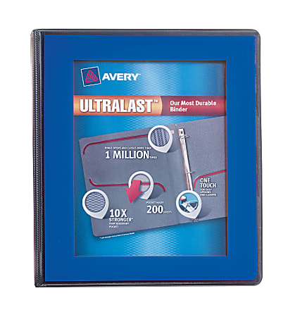 Avery® Heavy-Duty View Slant-Ring 3-Ring Binder, 1" Slant Rings, Blue