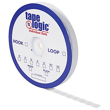 Tape Logic® Sticky Back Loop Dots, 1 3/8", White, Pack of 600 Dots