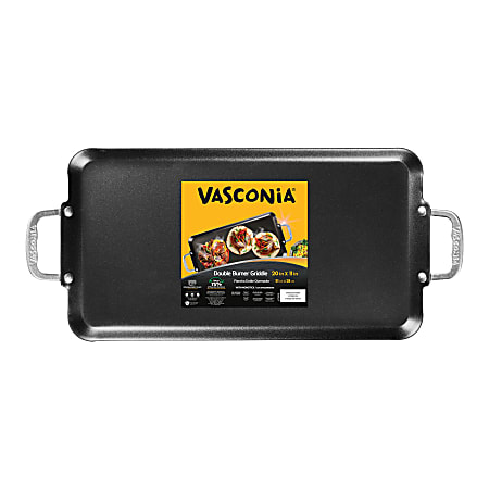Vasconia Aluminum Nonstick Double Burner Griddle, 24-7/16” x 10-13/16” x 3-5/16”, Metallic