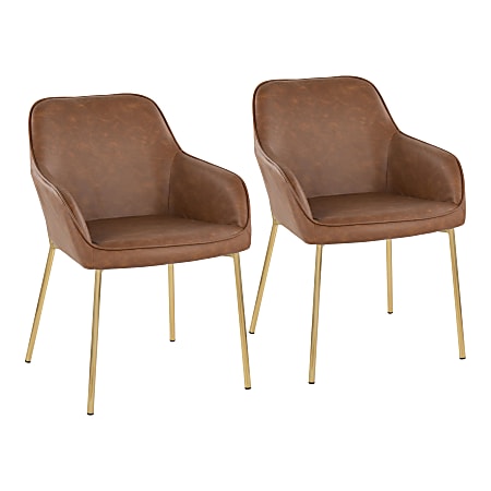 LumiSource Daniella Contemporary Dining Chairs, Camel/Gold, Set Of 2 Chairs