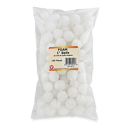 Hygloss® Craft Foam Balls, 1 Inch, White, Pack Of 100