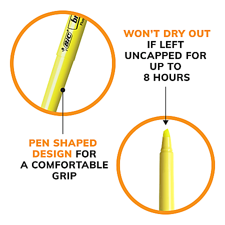BIC Brite Liner Highlighters Chisel Point Yellow Box Of 24 - Office Depot