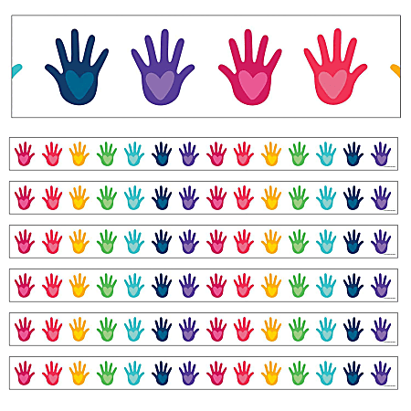 Carson Dellosa Education Straight Borders, One World Hands With Hearts, 36' Per Pack, Set Of 6 Packs