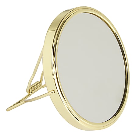 Office Depot® Round Double-Sided Magnification Mirror, 4-1/2", Gold