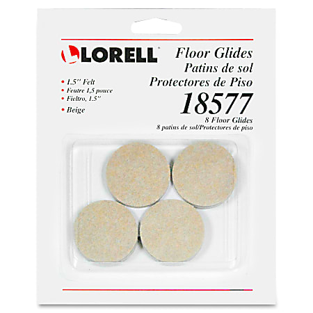 Lorell Self-Stick Round Felt Floor Glides - 1.5" Diameter - Felt - Beige
