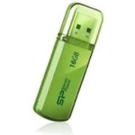 Silicon Power 16GB Helios 101 USB 2.0 Flash Drive - 16 GB - USB 2.0 - Green - Lifetime Warranty