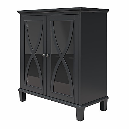 Ameriwood Home Celeste 32"W Accent Cabinet With Glass Doors, Black