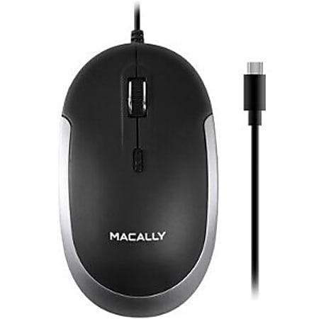 Macally USB-C Optical Quiet Click Mouse for Mac/PC Black & Space Gray - Optical - Cable - Black, Space Gray - UCDYNAMOUSESG