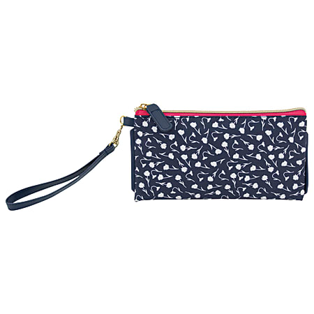 See Jane Work® Going Places Wristlet, 8 1/4" x 4 1/4", Navy Floral