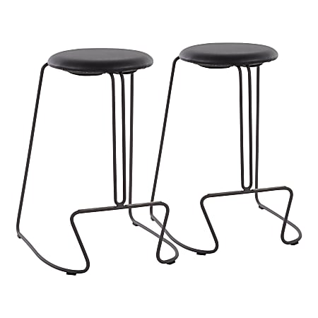 LumiSource Finn Counter Stools, Black Seat/Gray Frame, Set Of 2 Stools