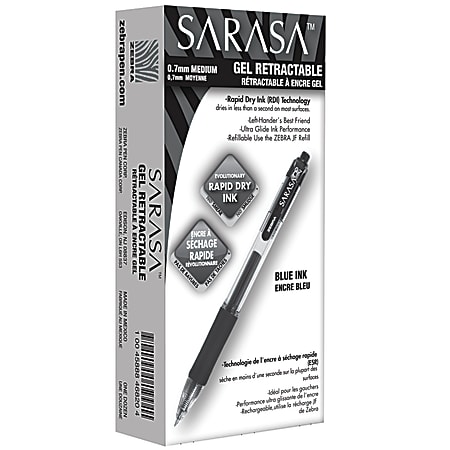 Zebra SARASA X20 Retractable Gel Pens Pack Of 12 Medium Point 0.7