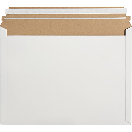 Office Depot® Brand Stayflats® Express Pouch Mailers, 12 1/2" x 9 1/2", White, Case Of 250 