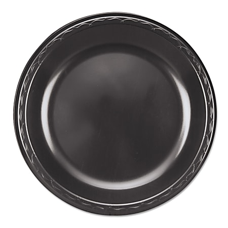 Genpak® Elite Laminated Foam Plates, Round, 10 1/4", Black, 125 Plates Per Pack, Carton Of 4 Packs