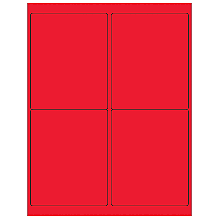 Office Depot® Brand Permanent Labels, LL181RD, Rectangle, 4" x 5", Fluorescent Red, Case Of 400
