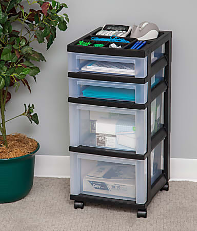 IRIS USA 7-Drawer Storage Cart with Organizer Top, Black 