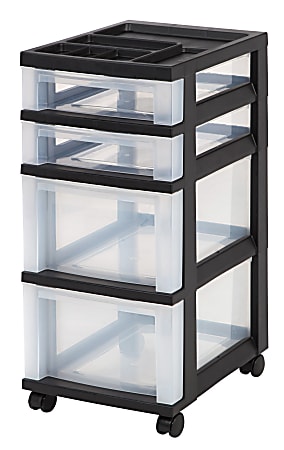 Iris Plastic 4 Drawer Rolling Storage Cart 26 716 H x 12 18 W x 14