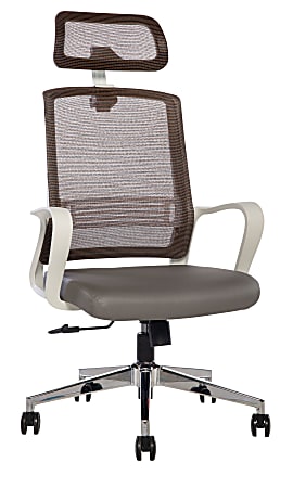 Sinfonia Song Ergonomic Mesh/Fabric High-Back Task Chair With Antimicrobial Protection, Loop Arms, Headrest, Copper/Gray/White