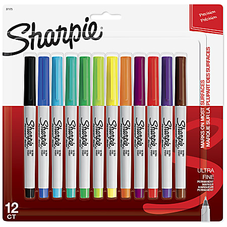 12 Count Black Sharpie Permanent Markers Ultra Fine Point New in Box 