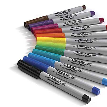 Sharpie Permanent Ultra Fine Point Markers Assorted Colors Pack Of 12  Markers - Office Depot
