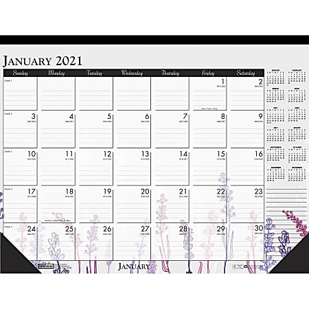 House of Doolittle Wild Flower Monthly Desk Pad, 17" x 22", Multicolor, 