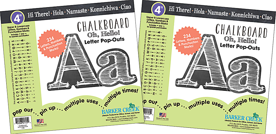 Barker Creek Letter Pop-Outs, 4", Chalkboard, Pack Of 468