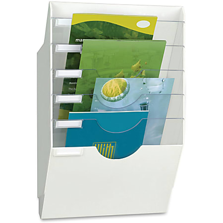 CEP Reception 6-Compartment Wall File, 22-13/16"H x 13-13/16"W x 4-3/4"D, White/Clear