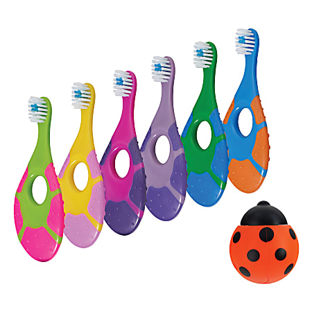AllSett Health® Baby And Toddler Soft-Bristle Training Toothbrushes With Holder, Multicolor, Pack Of 6 Toothbrushes