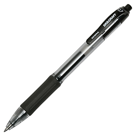 SKILCRAFT® Zebra Gel-Ink Retractable Rollerball Pens, 0.7 mm, Medium Point, Black Barrel, Black Ink, Pack Of 12 (AbilityOne 7520-01-647-3133)