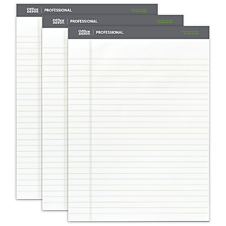 Office Depot® Brand Sugar Cane Paper Perforated Pads, 8 1/2" x 11 3/4", White, Pack Of 3