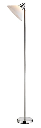 Adesso® Swivel Torchiere Floor Lamp, 71-1/2"H, White Shade/Brushed Steel Base