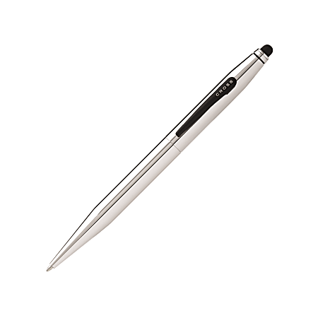 Cross® Tech2™ Chrome Ballpoint Pen With Stylus, Medium Point, 1.0 mm, Chrome/Black Barrel, Black Ink