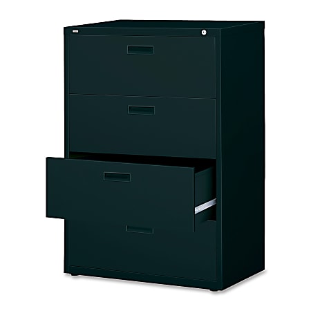 Lorell® 30"W Lateral 4-Drawer File Cabinet, Metal, Black