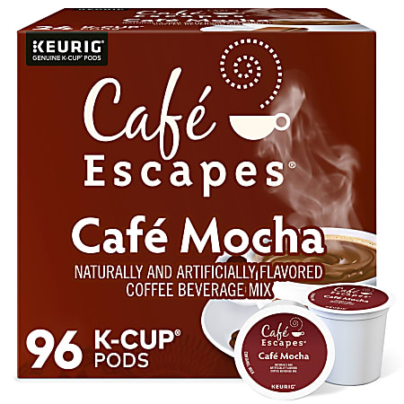 Café Escapes Café Mocha Keurig Single-Serve K-Cup Pods, 24 Pods Per Pack, Case Of 4 Packs