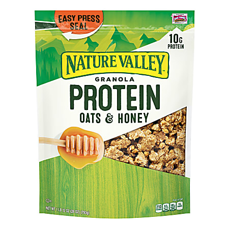 NATURE VALLEY Oats 'n Honey Protein Granola Cereal, 28 Oz
