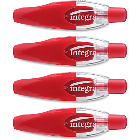 Integra Pen-style Retractable Correction Tape - 0.25" Width x 19.67 ft Length - White Tape - Pen Style Transparent Dispenser - Retractable, Non-refillable - 4 / Pack - Transparent