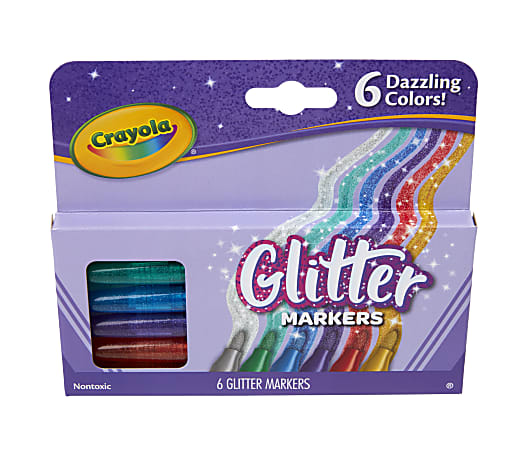 Crayola® Glitter Markers, Bullet Point, Assorted Colors, Pack