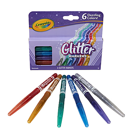 Crayola Glitter Markers Bullet Point Assorted Colors Pack Of 6 - Office  Depot