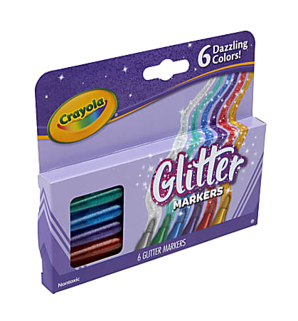 Crayola Glitter Markers, Assorted Colors, Art Supplies, 6Count