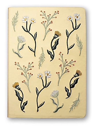 Denik Hardcover Journal, 5-3/4" x 8-1/4", 144 Pages, Autumn Garden Embroidered/Yellow