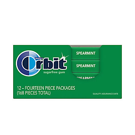 Orbit® Gum, Spearmint, 0.95 Oz, Box Of 12