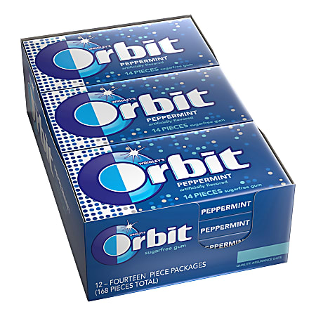 Orbit® Gum, Peppermint, 0.95 Oz, Box Of 12