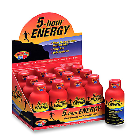 5-Hour Energy® Original Energy Drink, Berry, 2 Oz, Pack Of 12