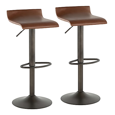 LumiSource Ale Bar Stools, Brown Seat/Antique Frame, Set of 2 Stools