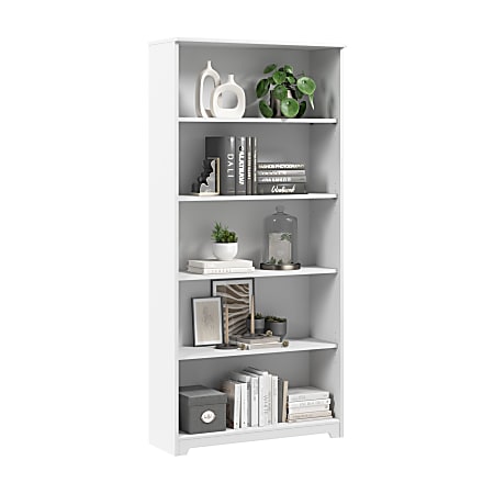 Bush Home Cabot Tall 5 Shelf Bookcase, White, Standard Delivery