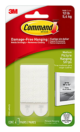 Command Medium Picture Hanging Strips, 4-Pairs (8-Command Strips), Damage-Free, White,