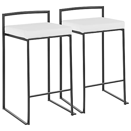 LumiSource Fuji Stacker Counter Stools, White Seat/Black Frame, Set Of 2 Stools, B26FUJIBKVW2