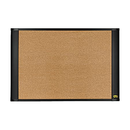 Post-it® Self-Stick Framed Bulletin Board, 36" x 24", Brown/Graphite Frame