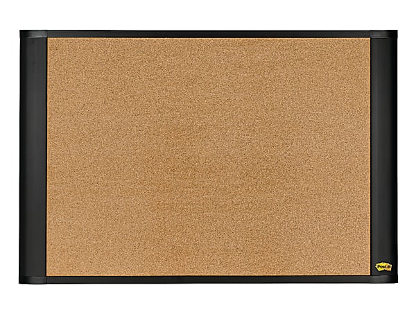 Post-it® Self-Stick Framed Bulletin Board, 48" x 36", Brown/Graphite Frame