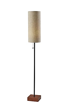 Adesso® Trudy Floor Lamp, 62"H, Beige Fabric Shade/Walnut Base
