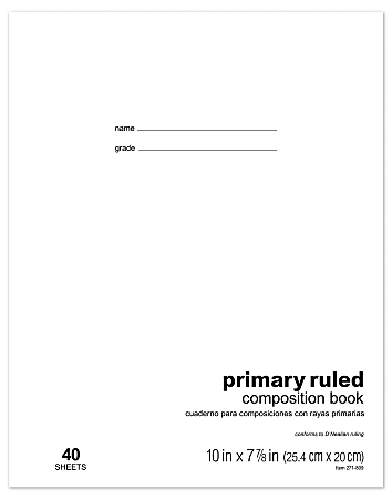 Office Depot® Brand Schoolmate Composition Book, 7-7/8" x 10", Primary Ruled, 40 Sheets